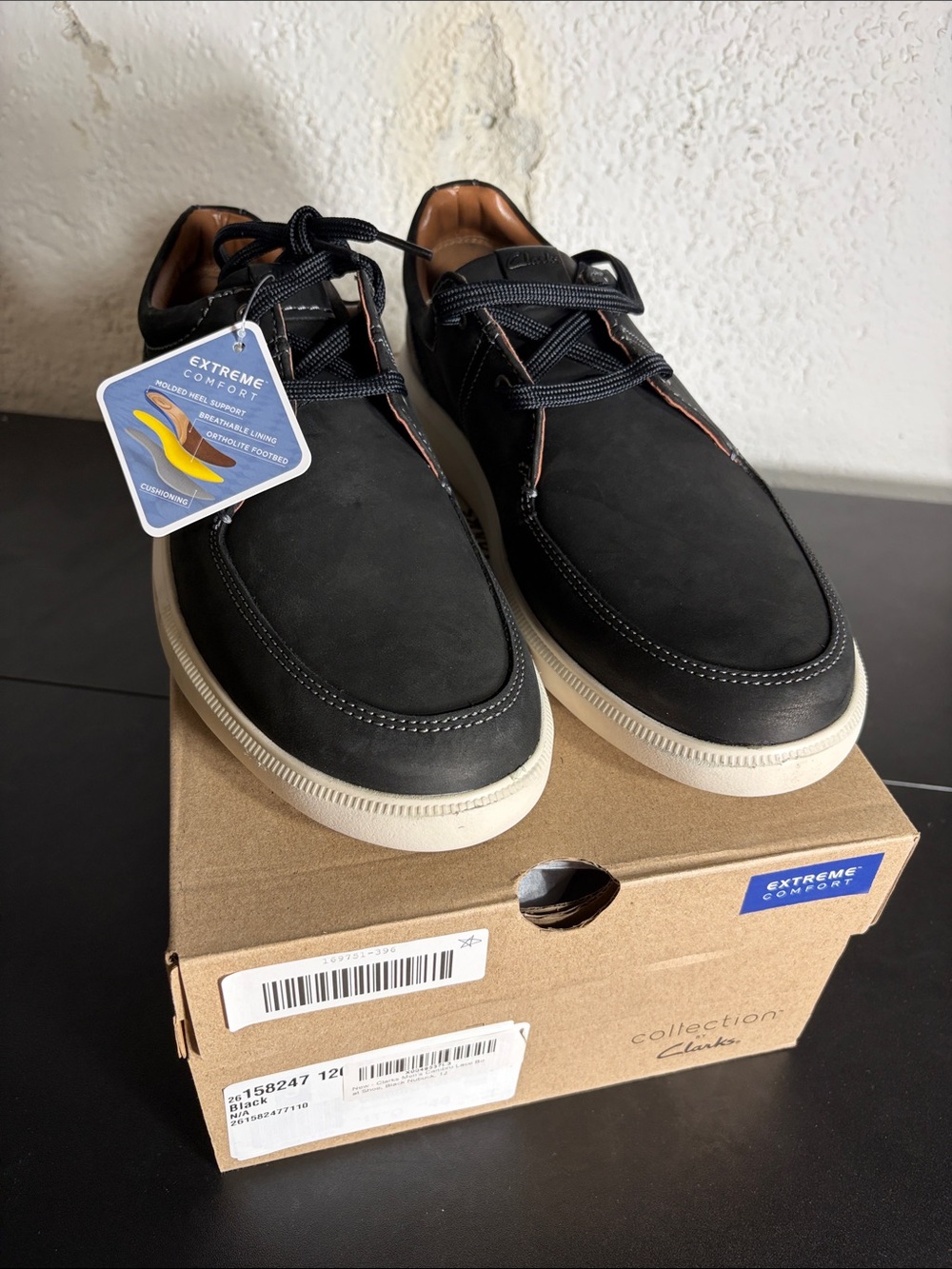 CLARKS Men's Black Cambro Lace Boat Shoe Sz. 12